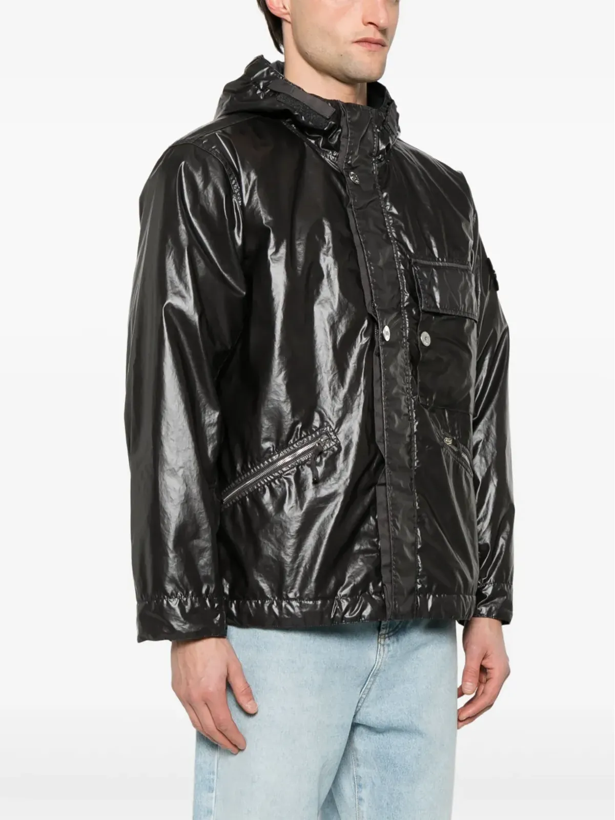 Stone Island Mussola Gommata ジャケット ブラック - 画像3
