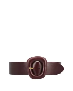 Saint Laurent 彫刻風バックル付きレザーベルト - レッド - サムネイル1