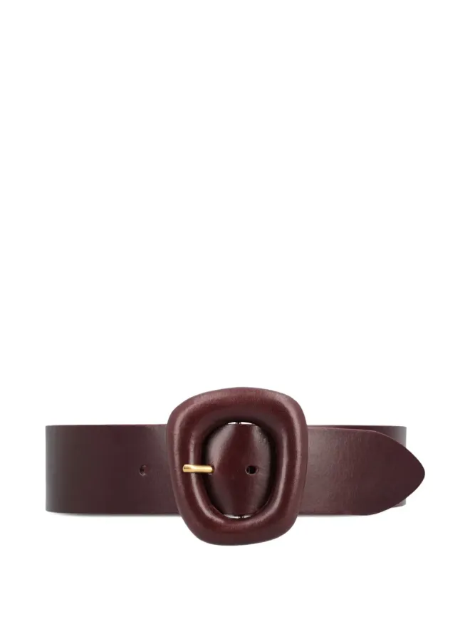 Saint Laurent Saint Laurent 彫刻風バックル付きレザーベルト - レッドの商品画像