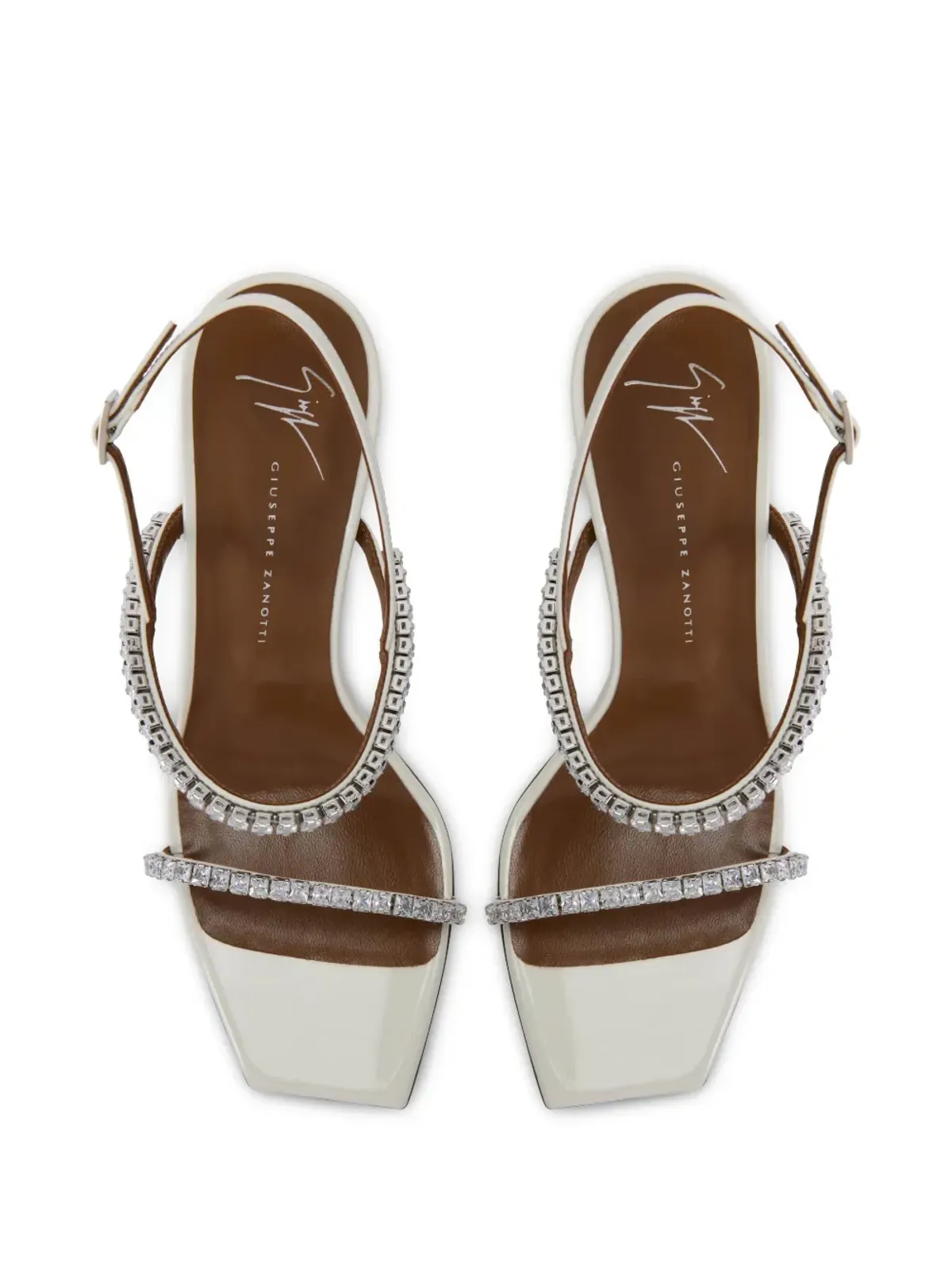 Giuseppe Zanotti 90mm Valentiine Crystal サンダル - ホワイト - 画像4