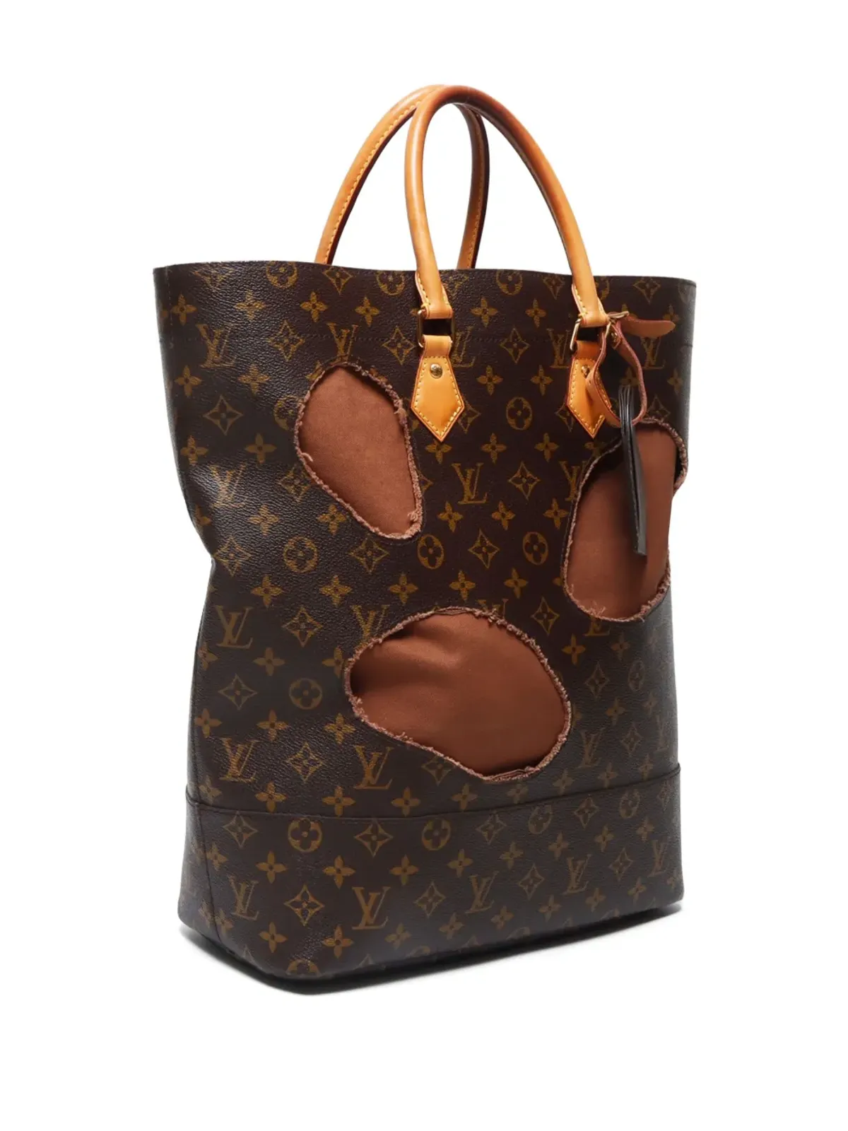 Louis Vuitton ビンテージ × Comme des Garçons 2000年代 穴あきトートバッグ ブラウン - 画像3