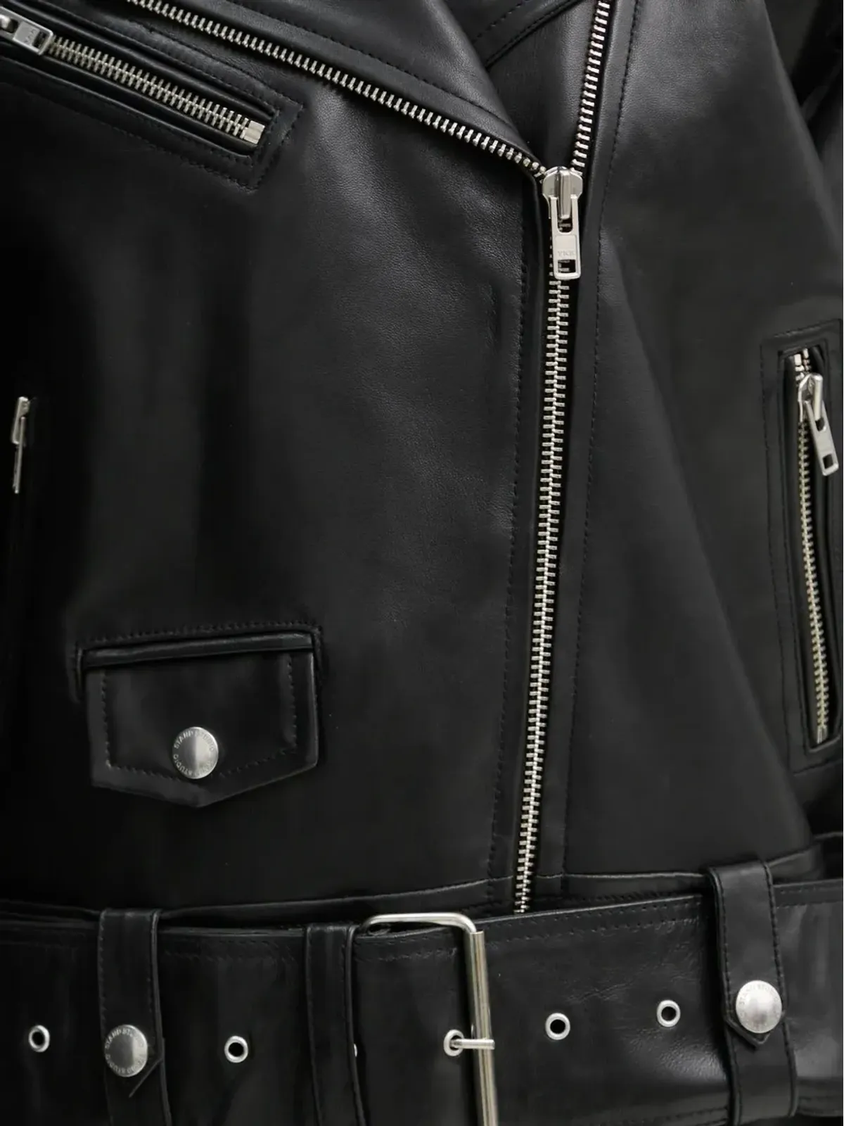 STAND STUDIO ベルト付きジップフロント レザー ジャケット - 画像4