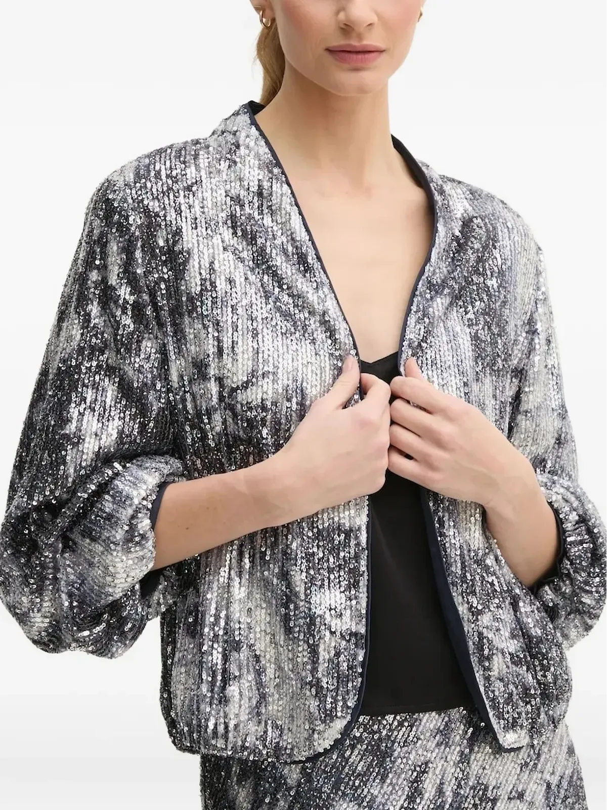 DVF Diane von Furstenberg スパンコール装飾ジャケット - シルバー - 画像3