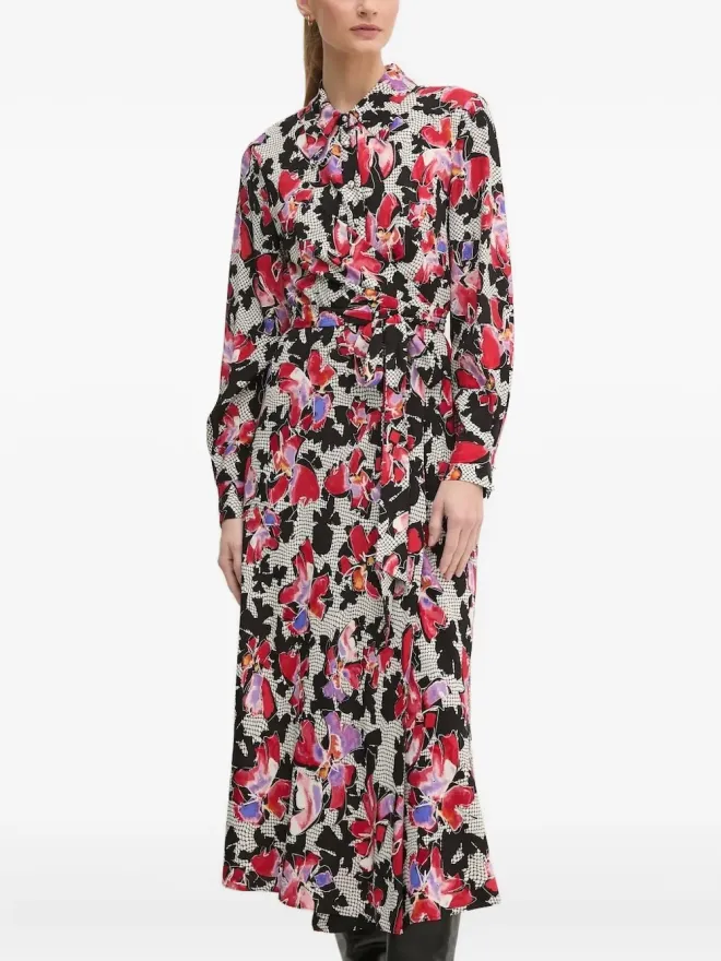 DVF Diane von Furstenberg DVF Diane von Furstenberg 花柄プリント ベルト付きミディドレスの商品画像