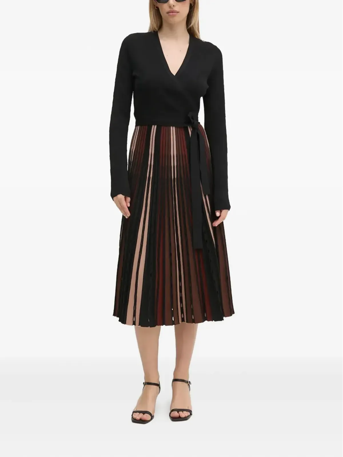 DVF Diane von Furstenberg ラッププリーツミディドレス - 画像1