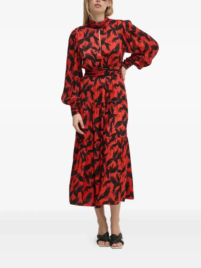DVF Diane von Furstenberg DVF Diane von Furstenberg tiered printed midi dressの商品画像