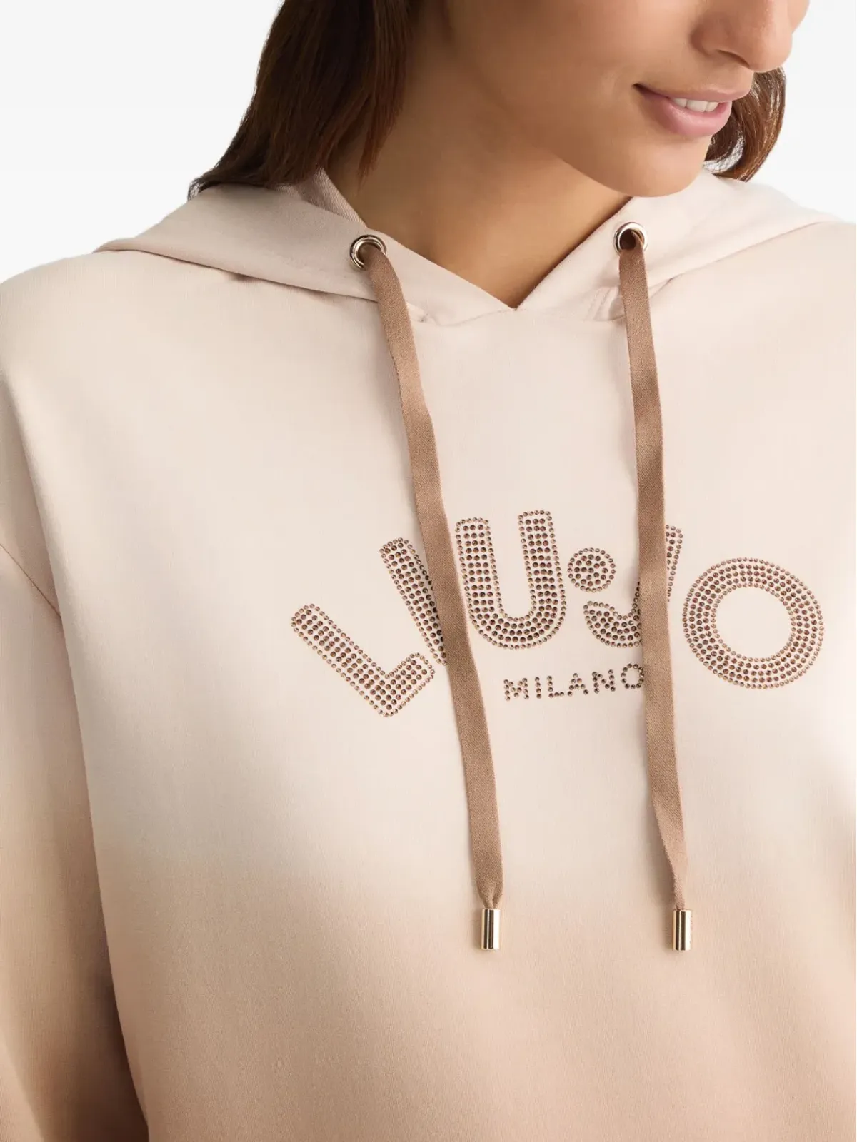 LIU JO ラインストーン装飾フーディー ブラウン - 画像5