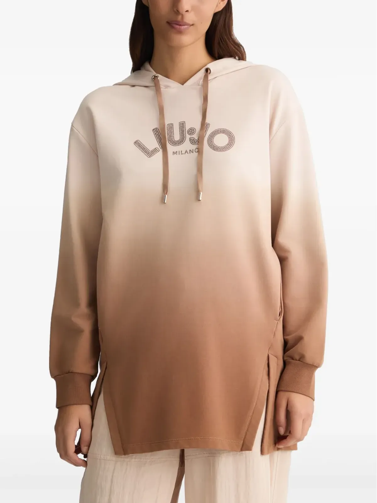 LIU JO ラインストーン装飾フーディー ブラウン - 画像3