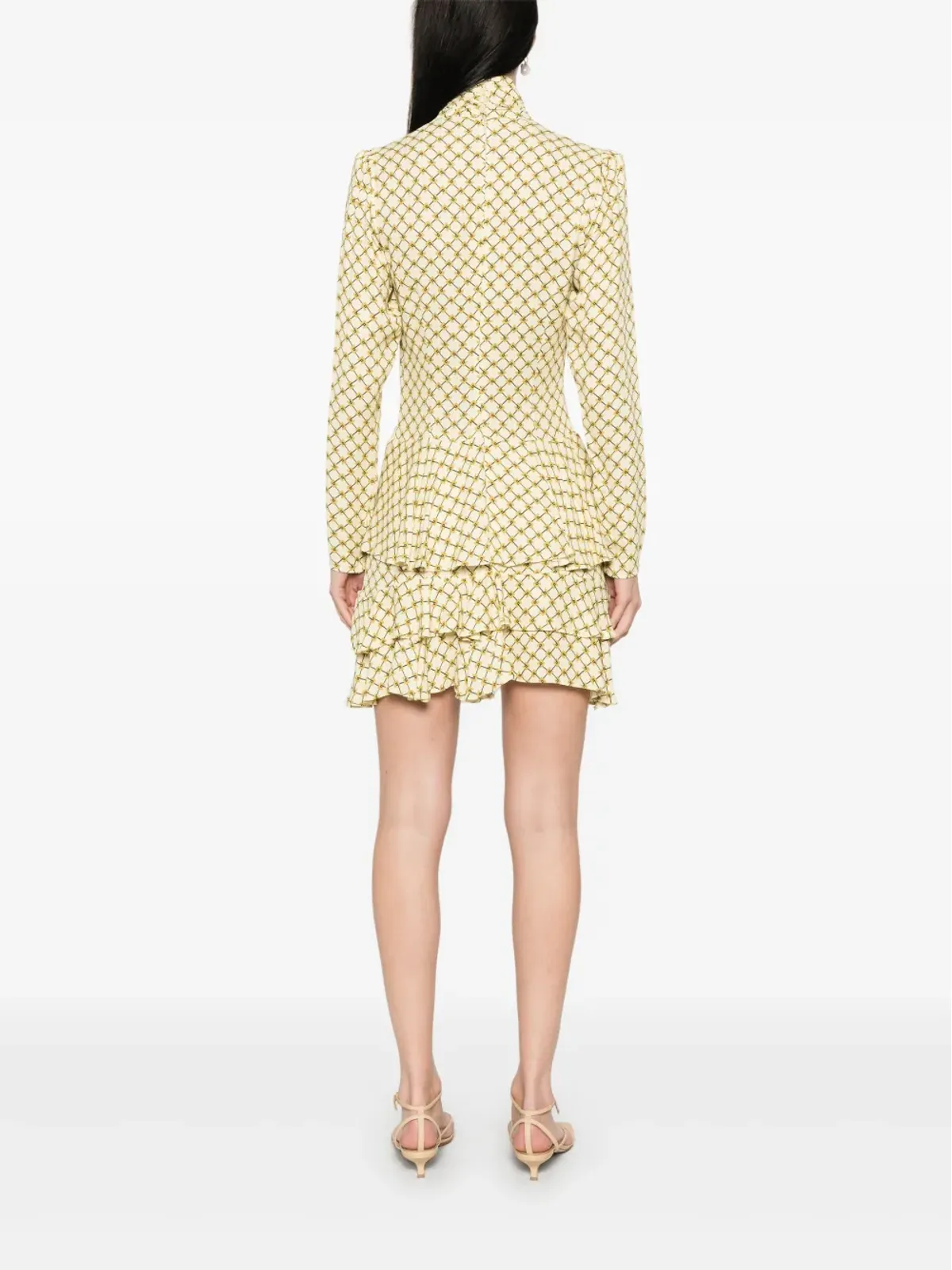 Elisabetta Franchi モノグラムプリント ミディドレス - イエロー - 画像4