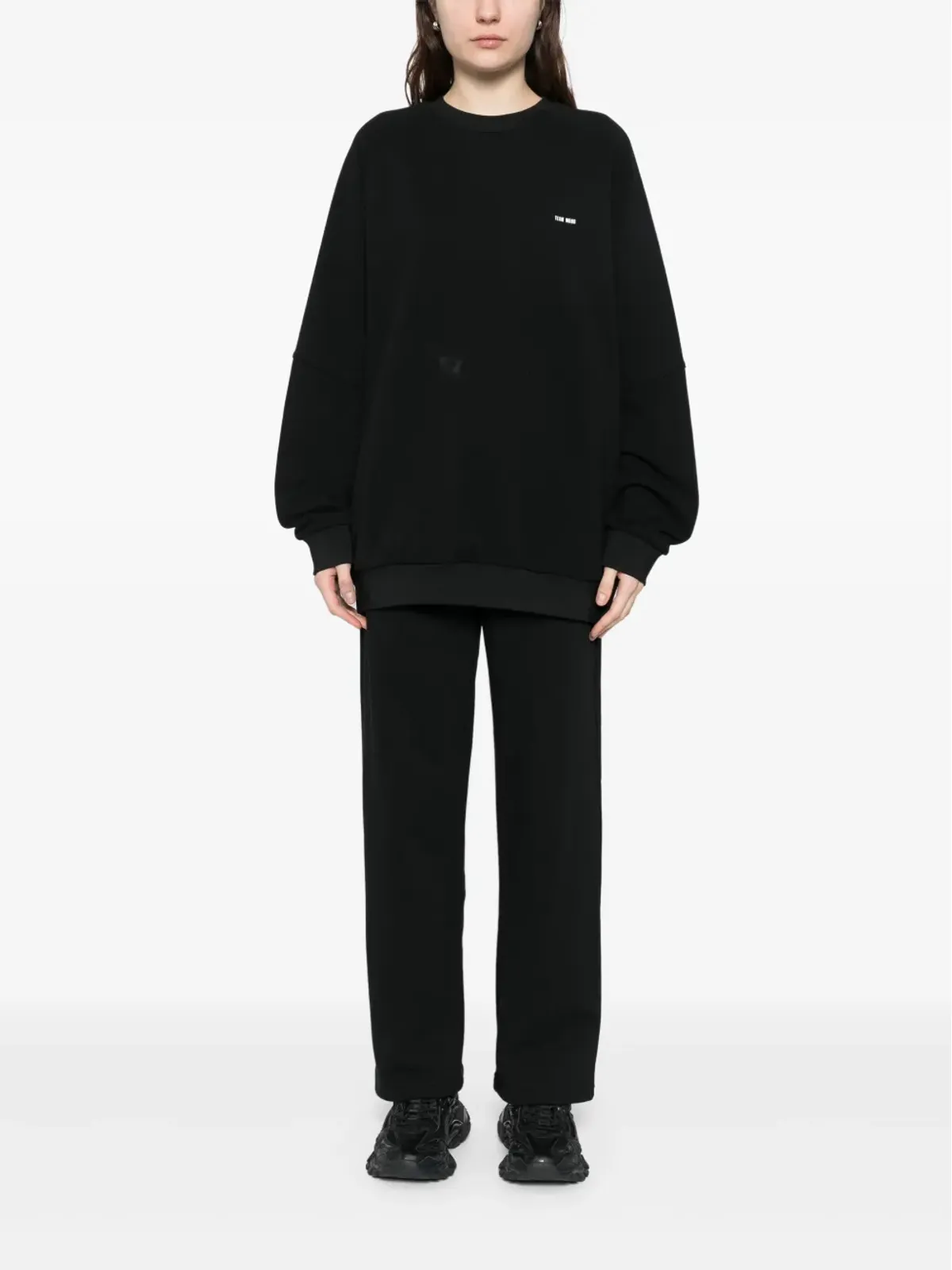 TEAM WANG design オリジナルストレート ジャージーパンツ ブラック - 画像3