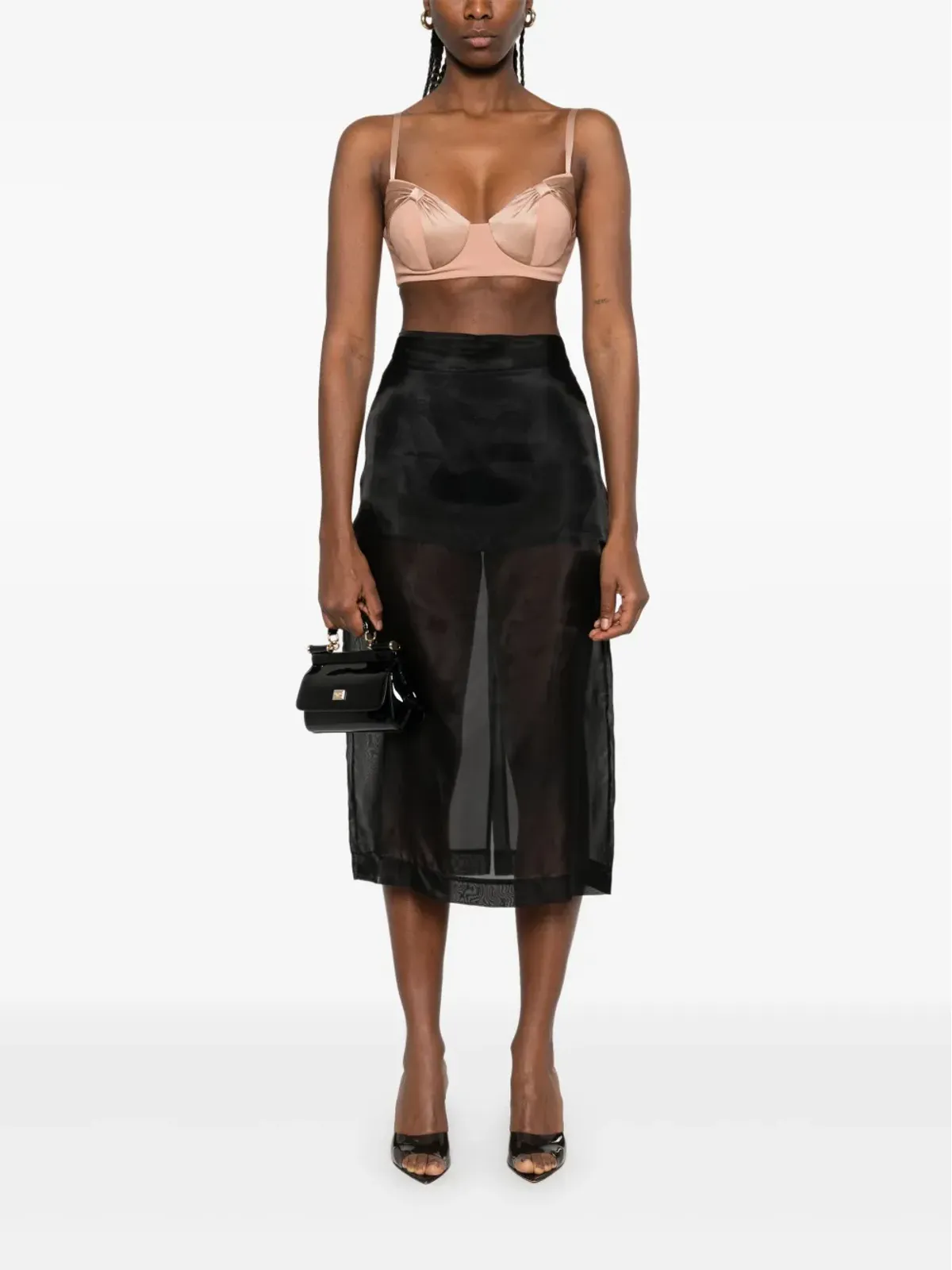 Elisabetta Franchi サテンリボン付きクレープトップ - 画像2