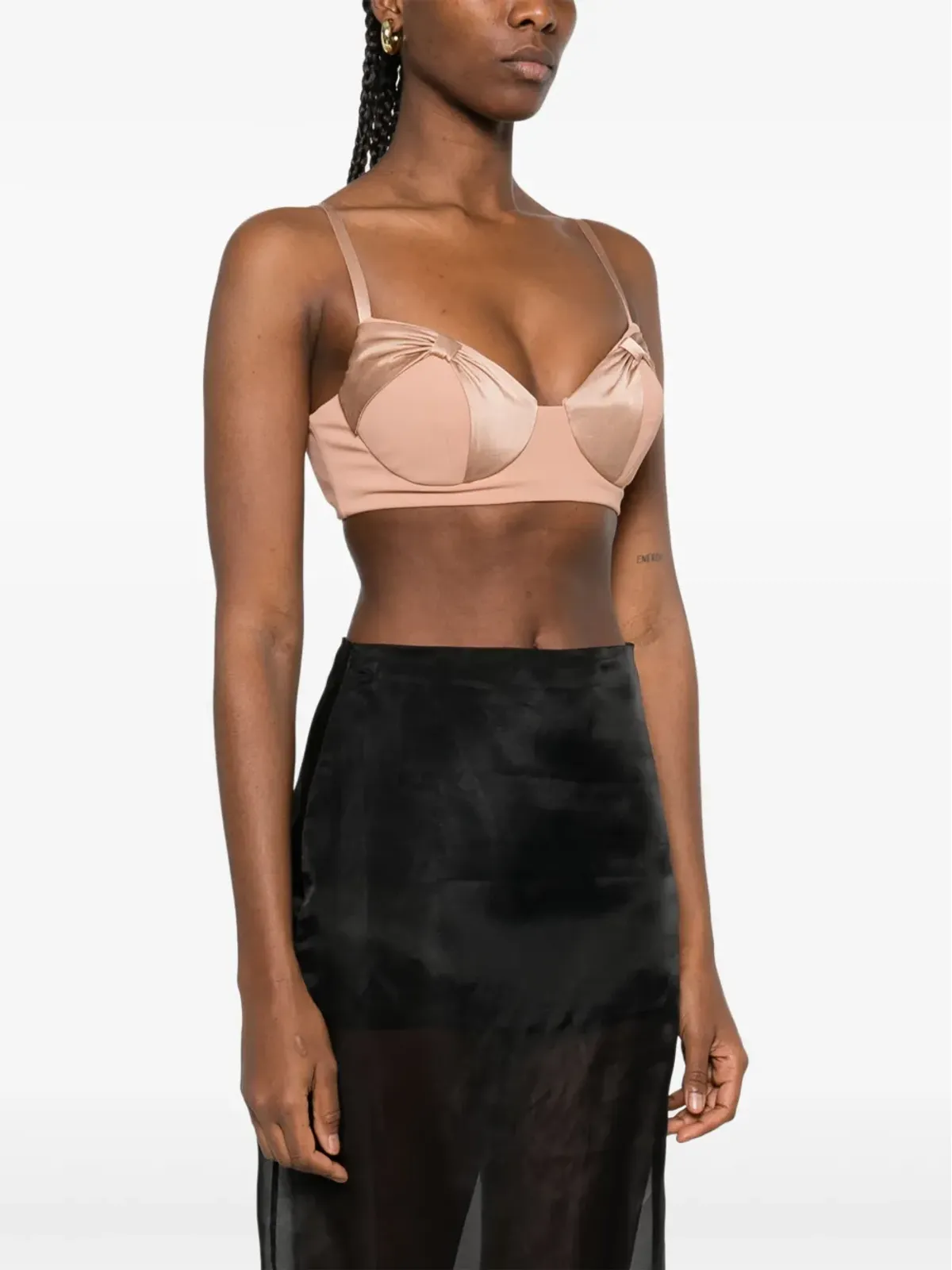 Elisabetta Franchi サテンリボン付きクレープトップ - 画像3