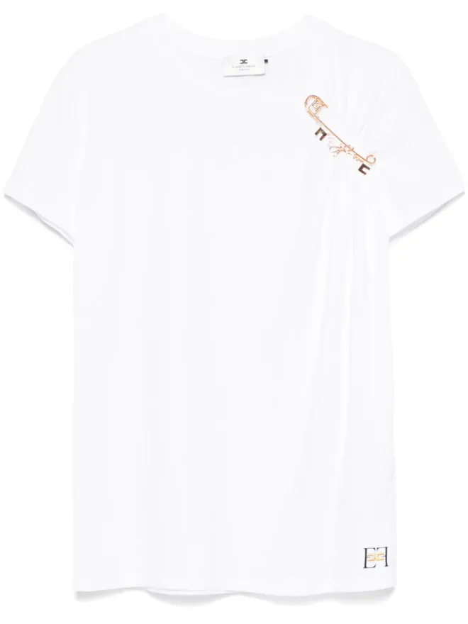 Elisabetta Franchi Elisabetta Franchi ジュエールドブローチ付き ジャージーTシャツの商品画像