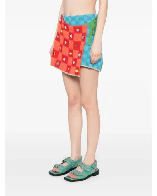 YANYAN KNITS 装飾チェック柄ラップミニスカート - サムネイル3