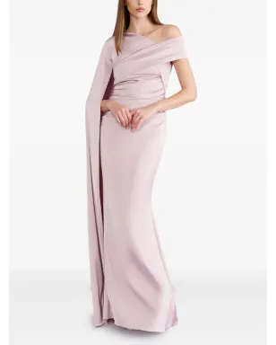 Talbot Runhof アシンメトリーネック ケープ付き ガウン - サムネイル2