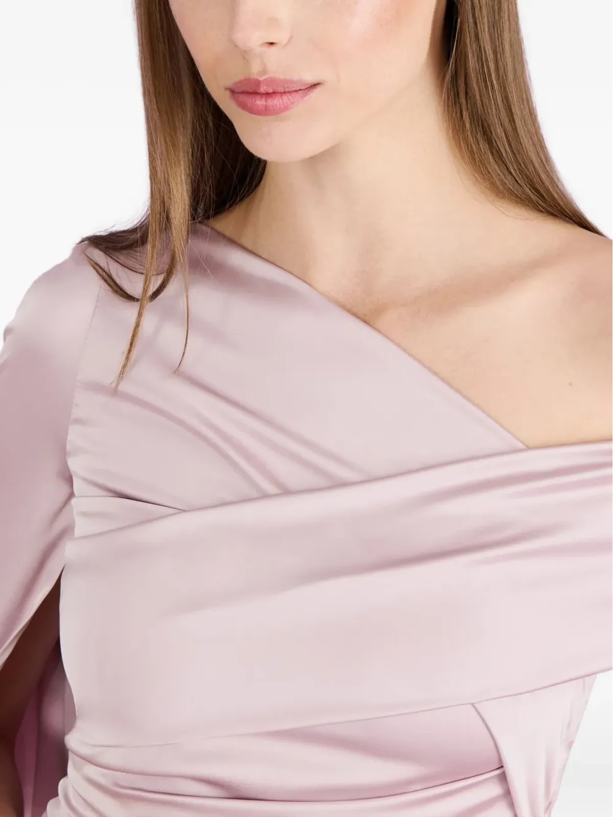 Talbot Runhof アシンメトリーネック ケープ付き ガウン - 画像4