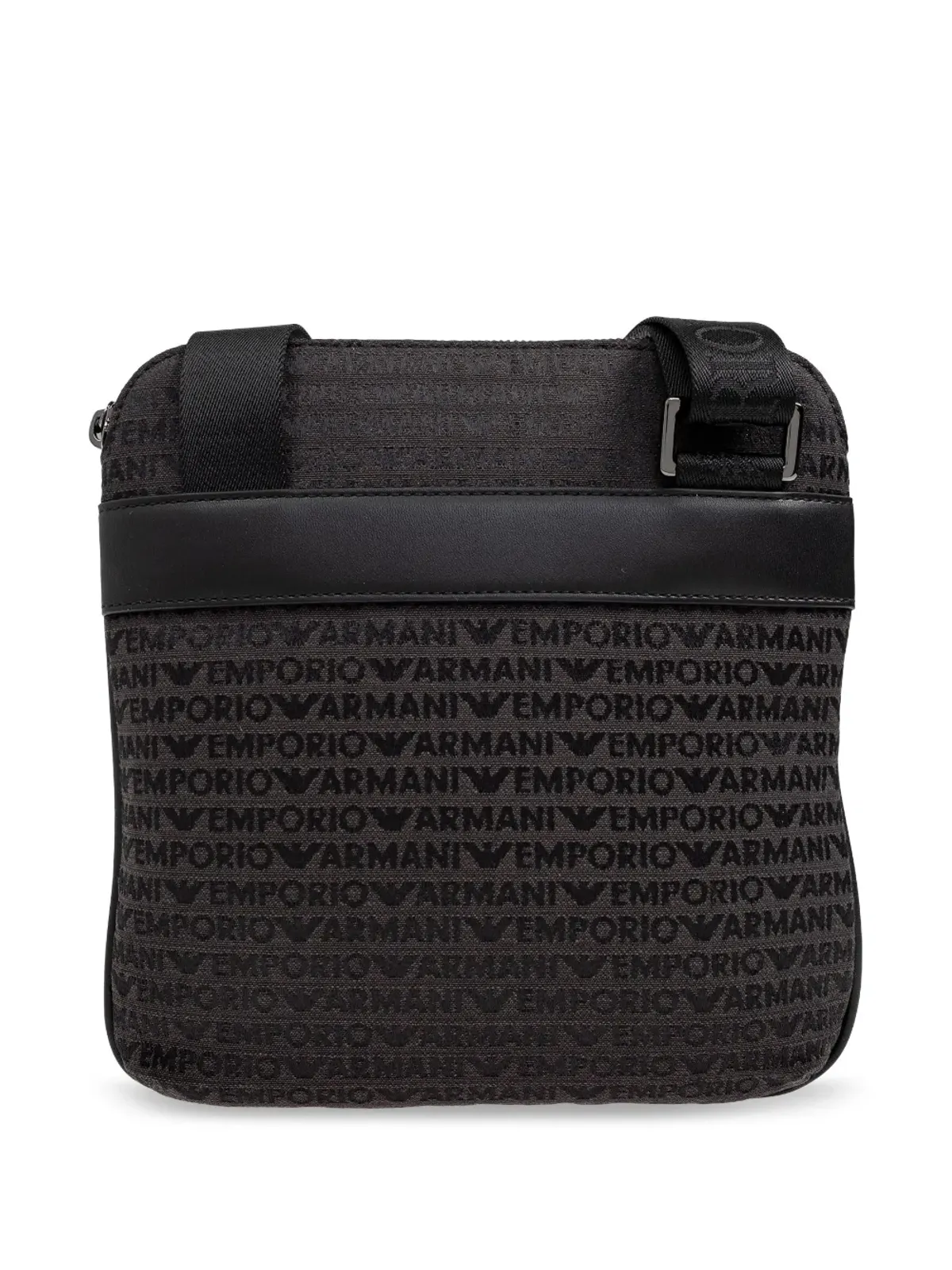 Emporio Armani 全体に文字入りのメッセンジャーバッグ（グレー） - 画像3