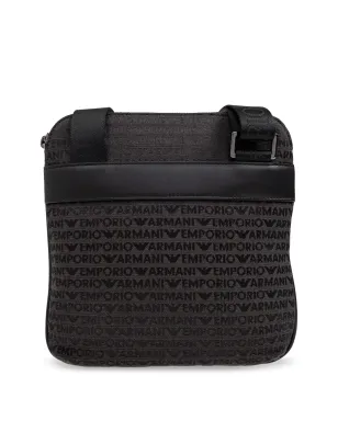 Emporio Armani 全体に文字入りのメッセンジャーバッグ（グレー） - サムネイル3