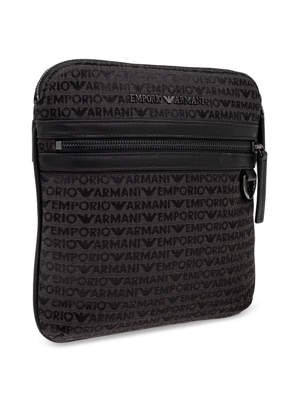 Emporio Armani 全体に文字入りのメッセンジャーバッグ（グレー） - 画像4
