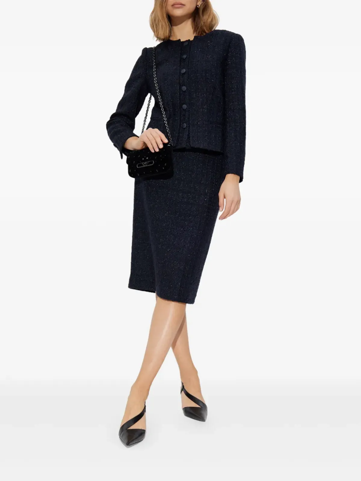 Emporio Armani ツイードスカート ブルー - 画像2