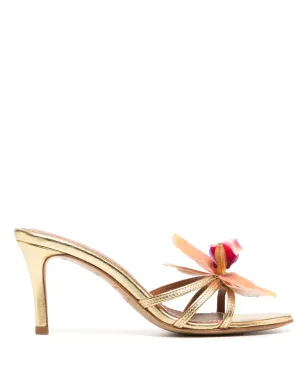Alameda Turquesa Cecily flower-appliqué sandals - Gold - サムネイル1