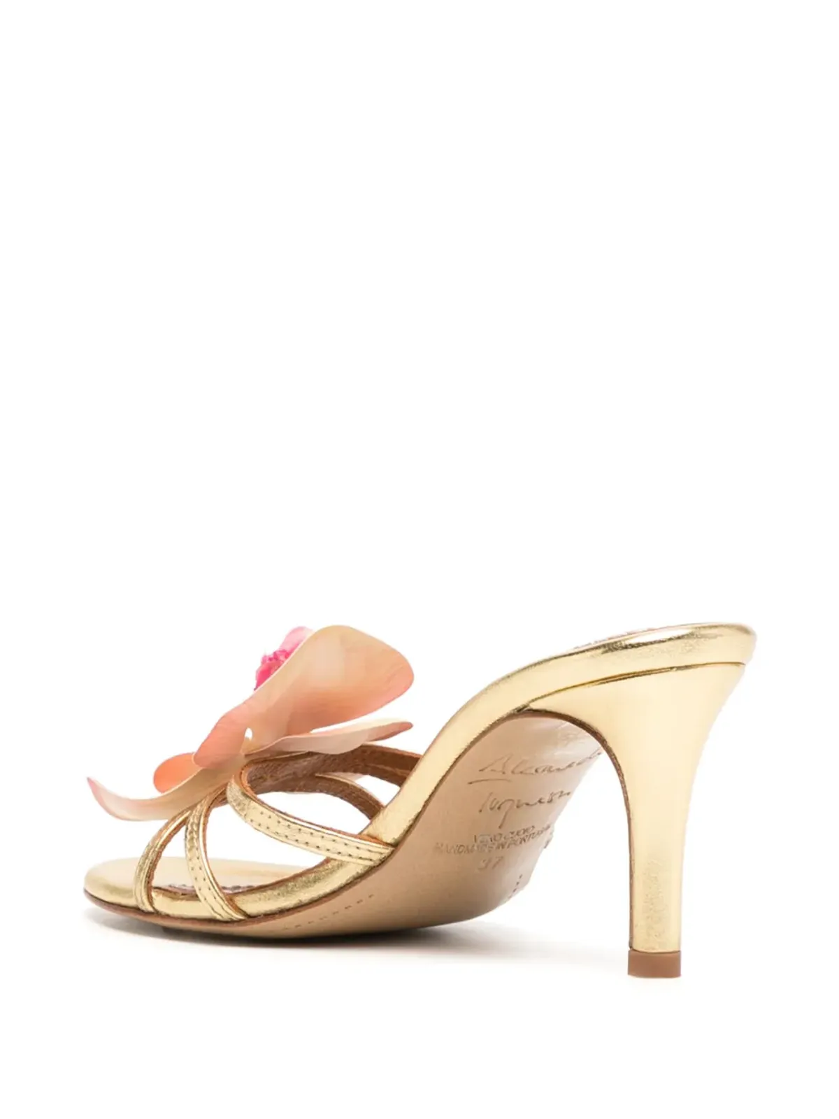 Alameda Turquesa Cecily flower-appliqué sandals - Gold - 画像3