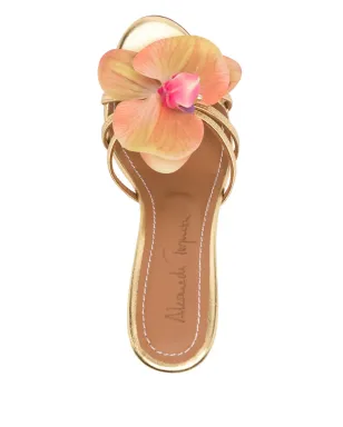 Alameda Turquesa Cecily flower-appliqué sandals - Gold - サムネイル4