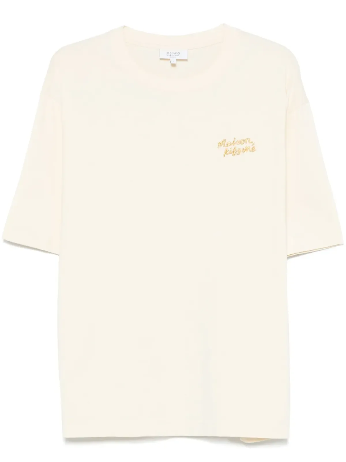 Maison Kitsuné Handwriting-embroidered T-shirt - Yellow - 画像1