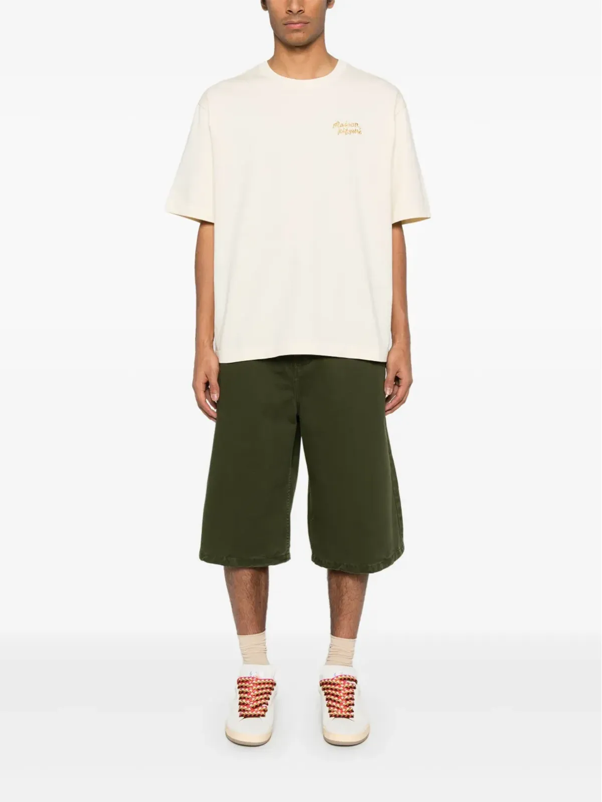 Maison Kitsuné Handwriting-embroidered T-shirt - Yellow - 画像2