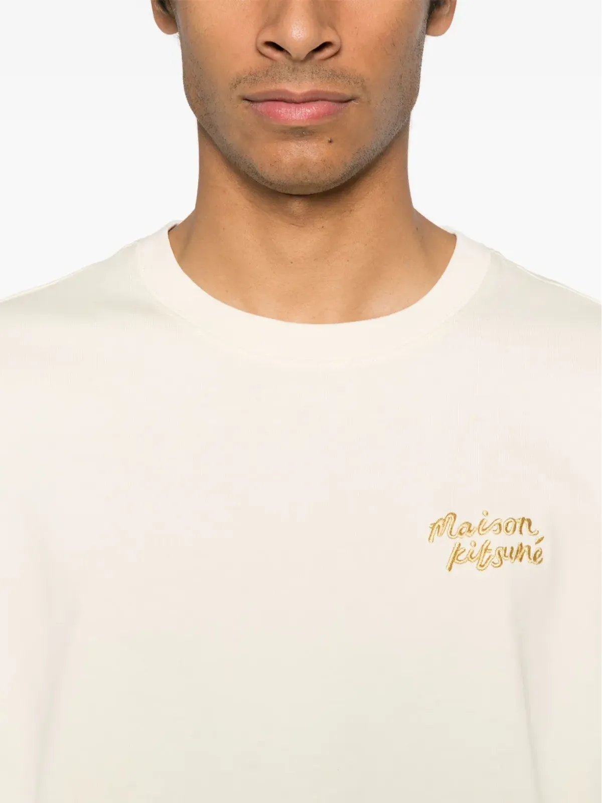 Maison Kitsuné Handwriting-embroidered T-shirt - Yellow - 画像4
