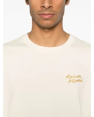 Maison Kitsuné Handwriting-embroidered T-shirt - Yellow - サムネイル4