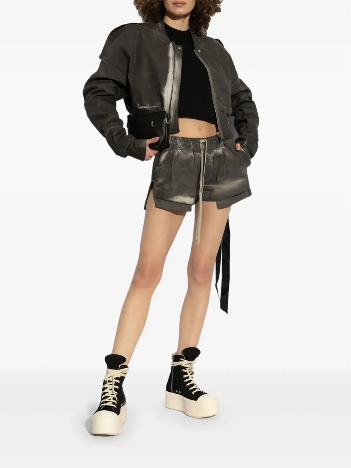 Rick Owens DRKSHDW ブリーチウォッシュ ジャケット グレー - 画像2