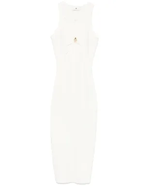 Elisabetta Franchi カットアウトリブニットミディドレス - ホワイト - サムネイル1