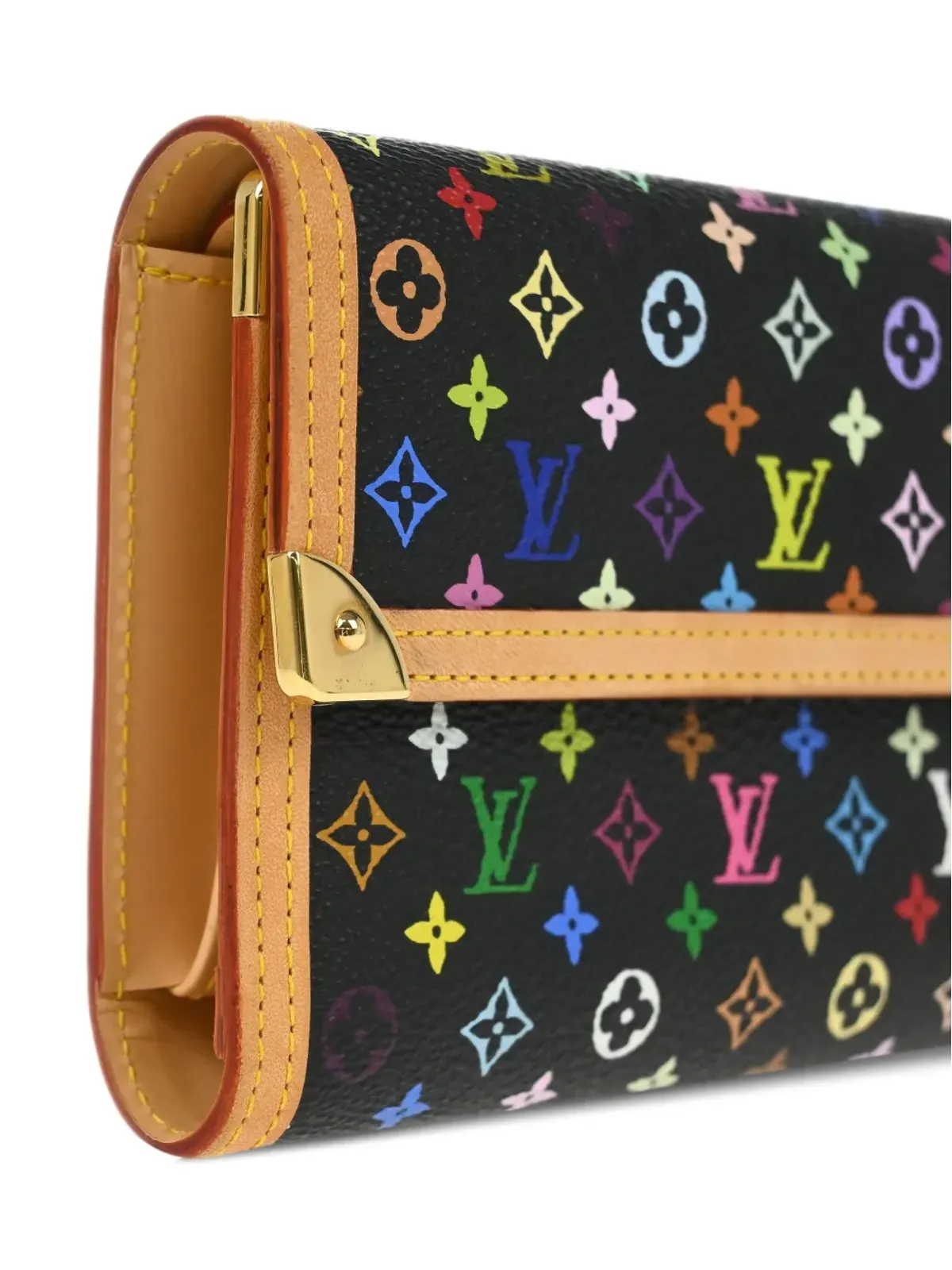 Louis Vuitton ビンテージ × Takashi Murakami 2004年モノグラム・マルチカラー ポルト・トレゾール・インターナショナル・ウォレット ブラック - 画像3