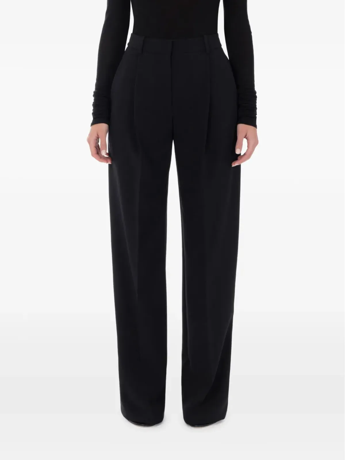 Elisabetta Franchi プリーツ入りクレープ テーラードパンツ ブラック - 画像2