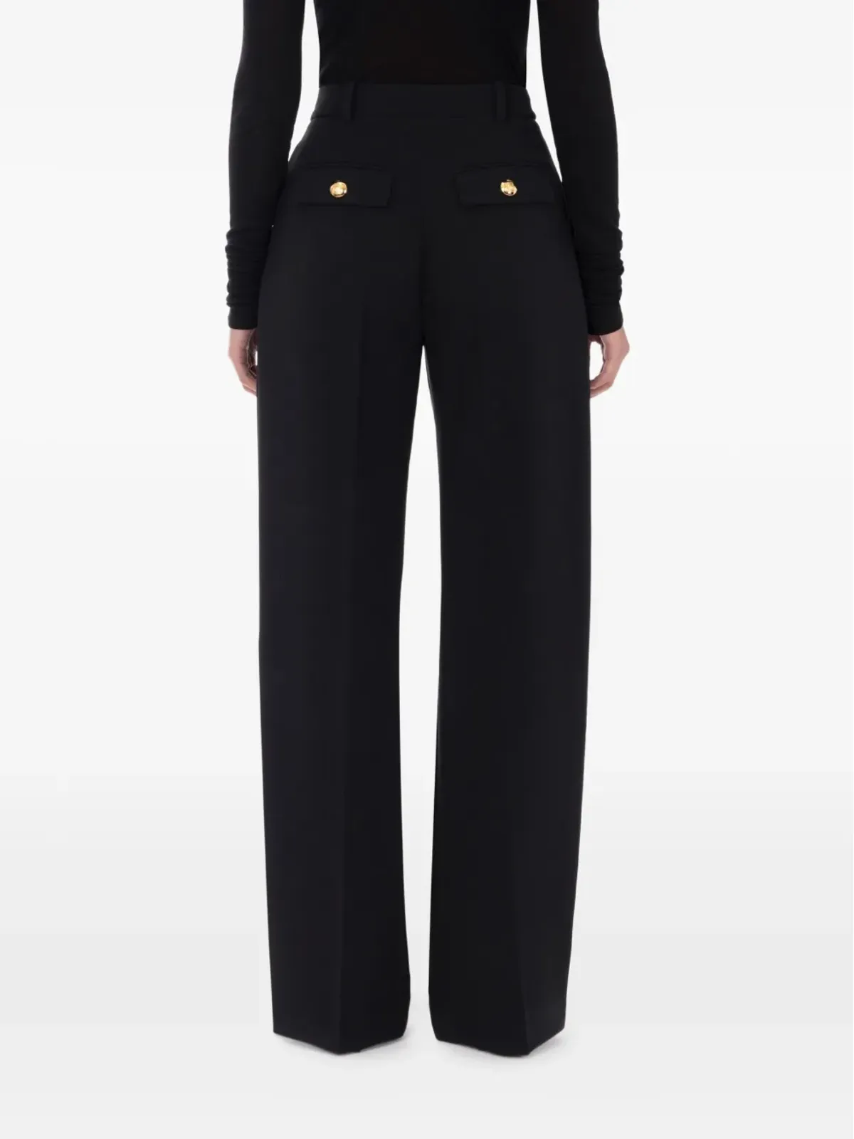 Elisabetta Franchi プリーツ入りクレープ テーラードパンツ ブラック - 画像3