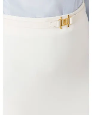 Elisabetta Franchi ベルト付きクレープマキシスカート - ホワイト - サムネイル4