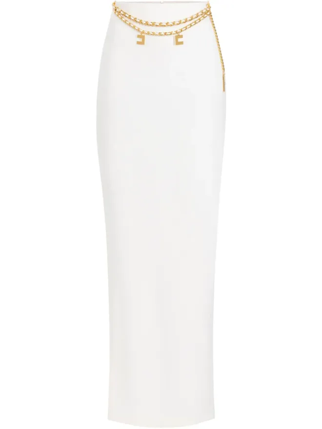 Elisabetta Franchi Elisabetta Franchi チェーンディテール クレープ マキシスカート - ホワイトの商品画像