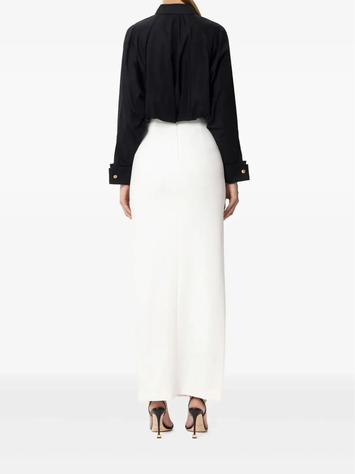 Elisabetta Franchi チェーンディテール クレープ マキシスカート - ホワイト - 画像3