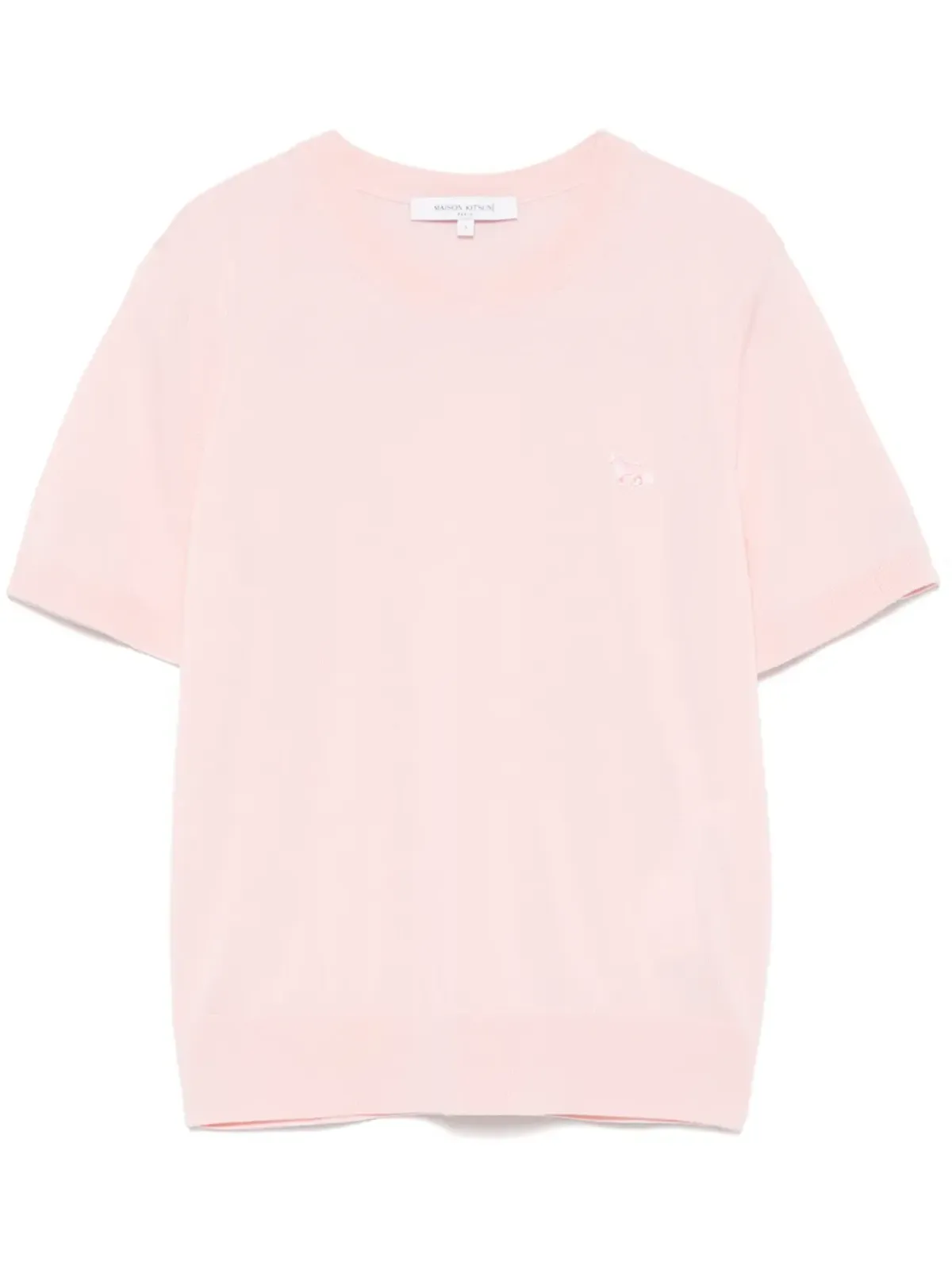 Maison Kitsuné ベビー・フォックスパッチ付きニットTシャツ ピンク - 画像1