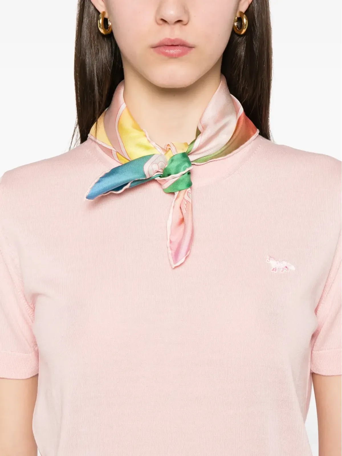 Maison Kitsuné ベビー・フォックスパッチ付きニットTシャツ ピンク - 画像5