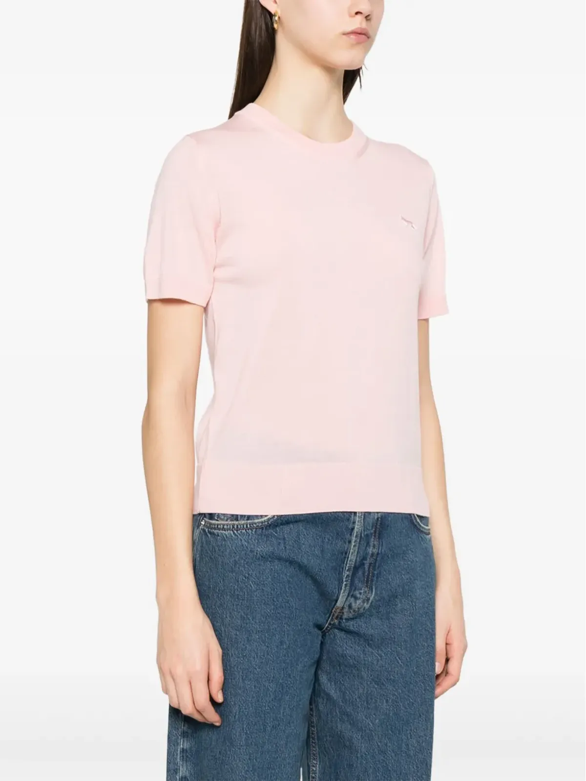 Maison Kitsuné ベビー・フォックスパッチ付きニットTシャツ ピンク - 画像3