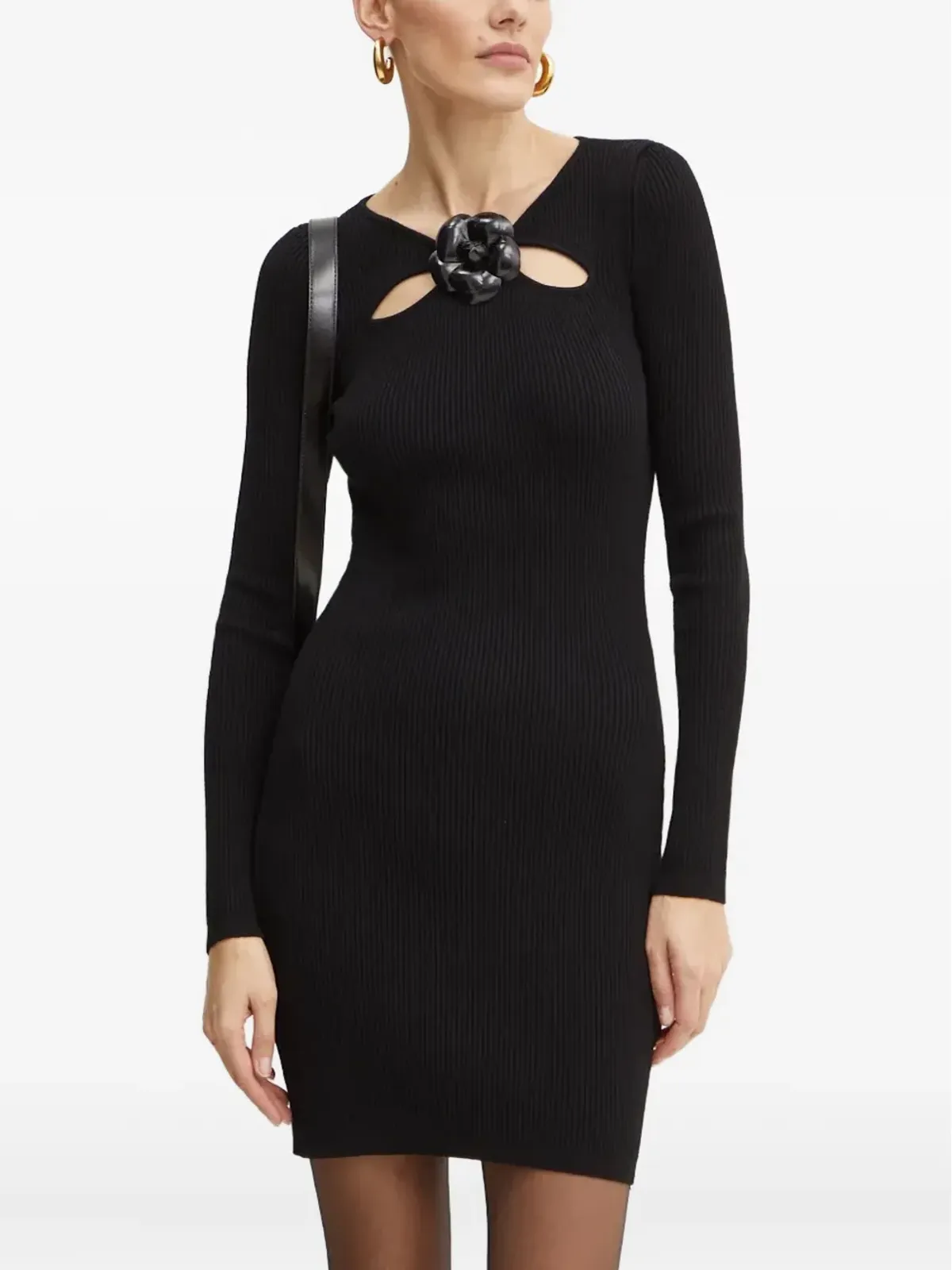 SIMONA CORSELLINI フラワーアップリケ・カットアウト・ミニドレス - ブラック - 画像1