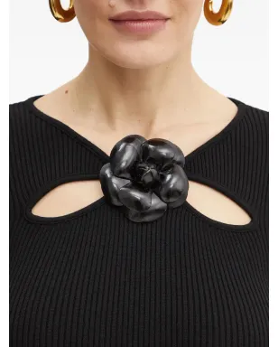 SIMONA CORSELLINI フラワーアップリケ・カットアウト・ミニドレス - ブラック - サムネイル5