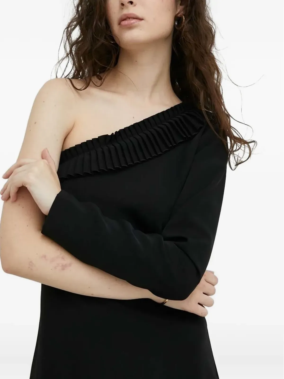 The Kooples プリーツ入りワンショルダーミニパーティードレス - 画像4