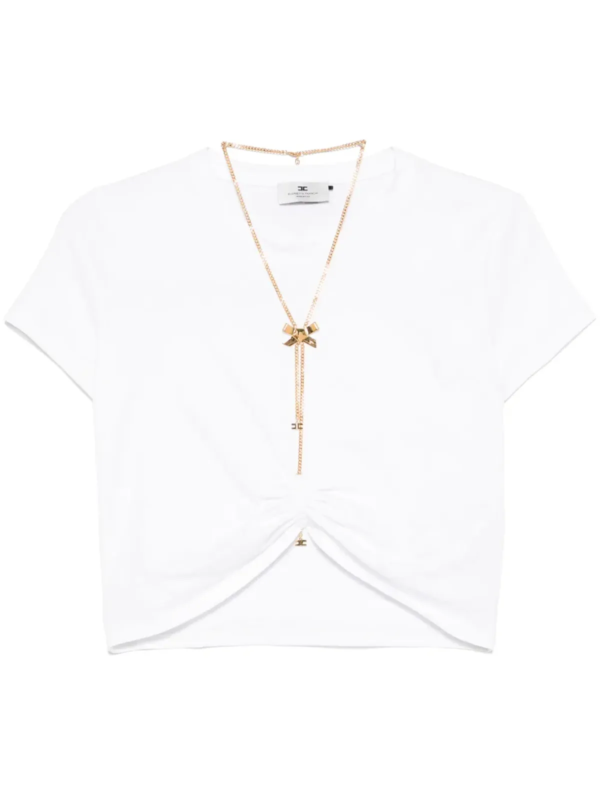 Elisabetta Franchi ボウネック ジャージー Tシャツ - ホワイト - 画像1