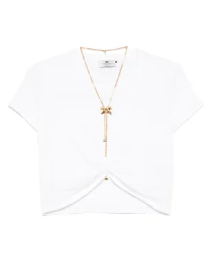 Elisabetta Franchi ボウネック ジャージー Tシャツ - ホワイト - サムネイル1