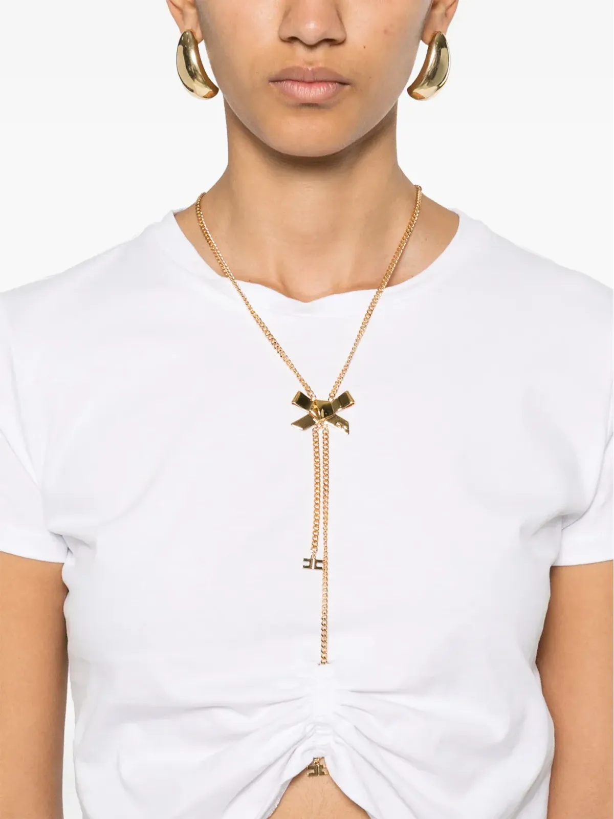 Elisabetta Franchi ボウネック ジャージー Tシャツ - ホワイト - 画像5