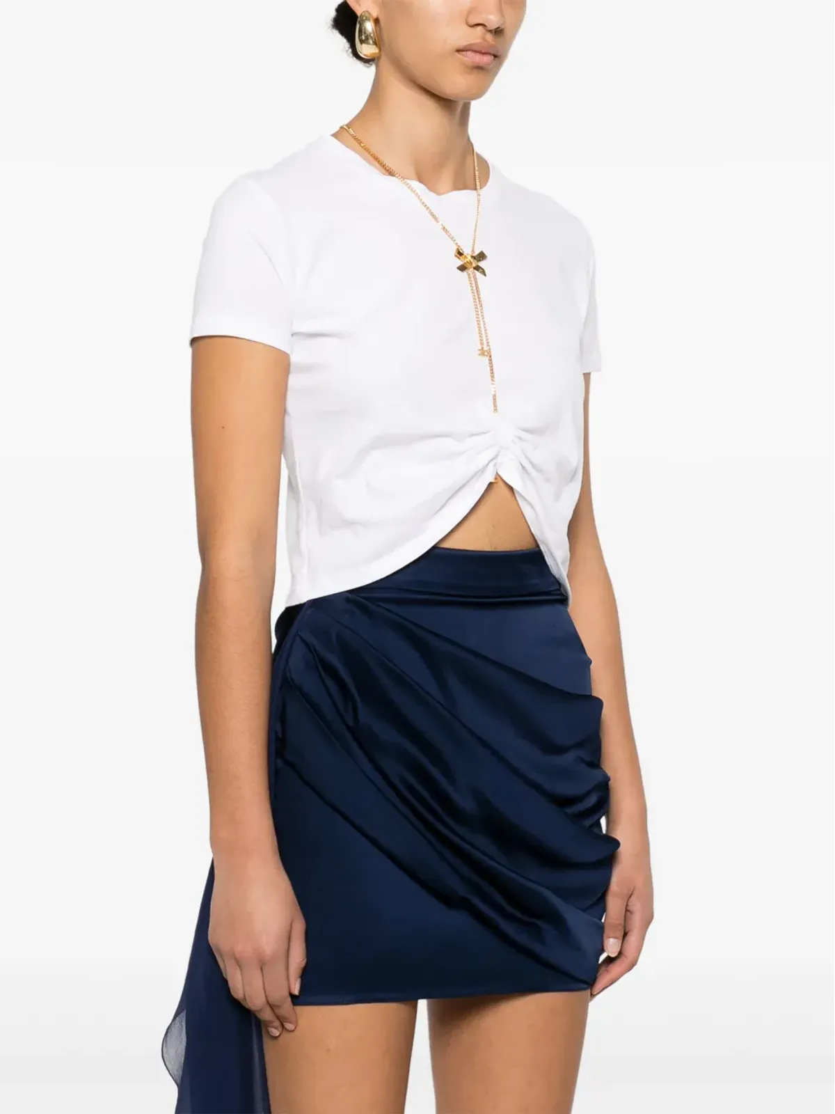 Elisabetta Franchi ボウネック ジャージー Tシャツ - ホワイト - 画像3