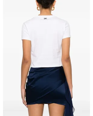 Elisabetta Franchi ボウネック ジャージー Tシャツ - ホワイト - サムネイル4